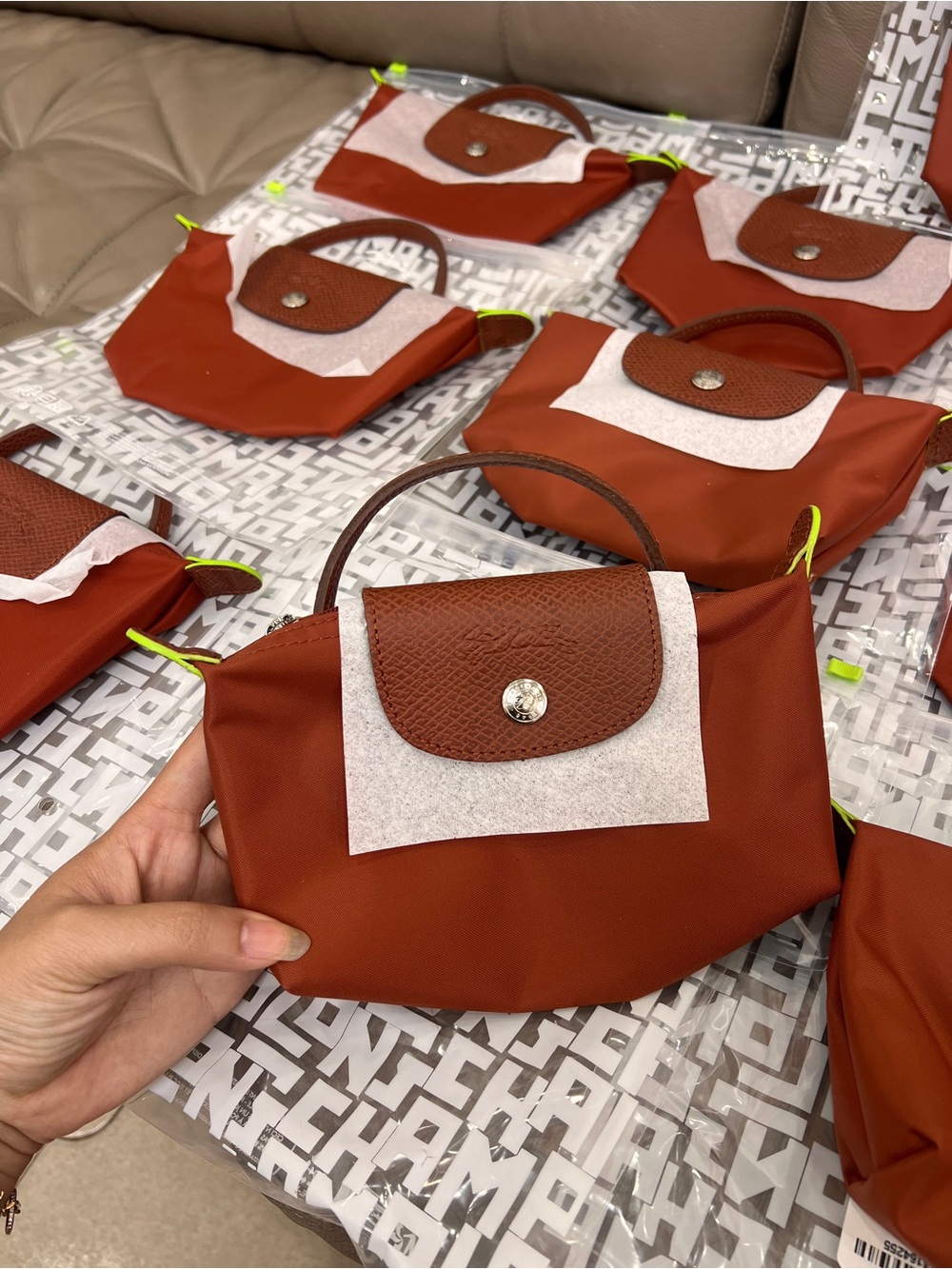 New Longchamp Le Pliage Recycled Canvas Cosmetics Case - Chestnut - Picture 2 of 11